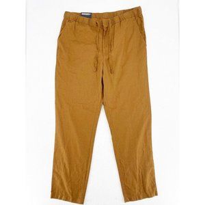 NEW H&M Relaxed Fit Coupe Linen Blended Pants Size Large Zip Front Casual Brown